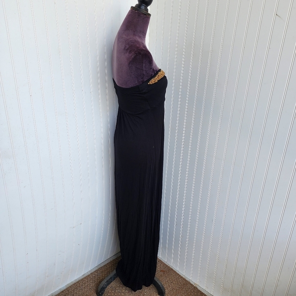 DESIGN HISTORY Womens Long BLACK Wooden BEADED  MAXI Dress Stretch Strapless S - Picture 6 of 11